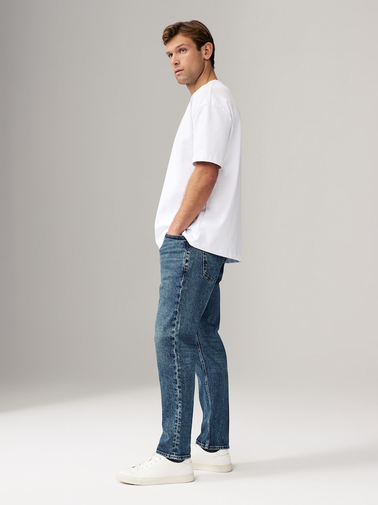 Blue Slim Fit Vintage Wash Denim Jeans - Image 3 of 11