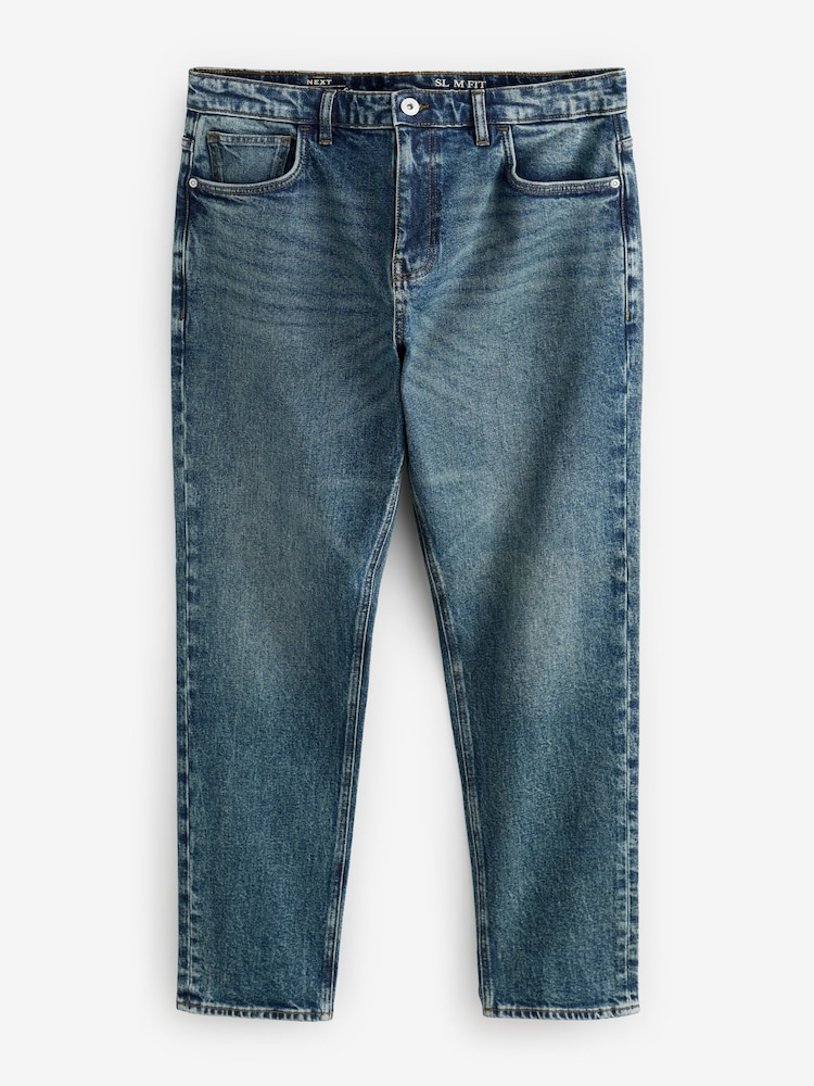 Blue Slim Fit Vintage Wash Denim Jeans - Image 7 of 11