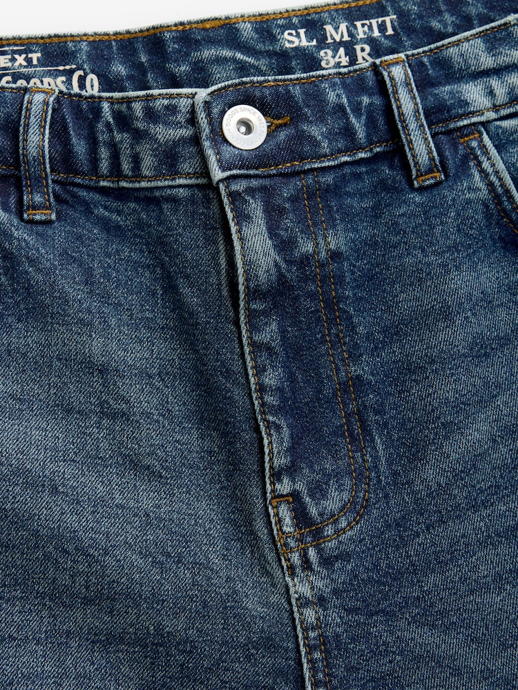 Blue Slim Fit Vintage Wash Denim Jeans - Image 8 of 11