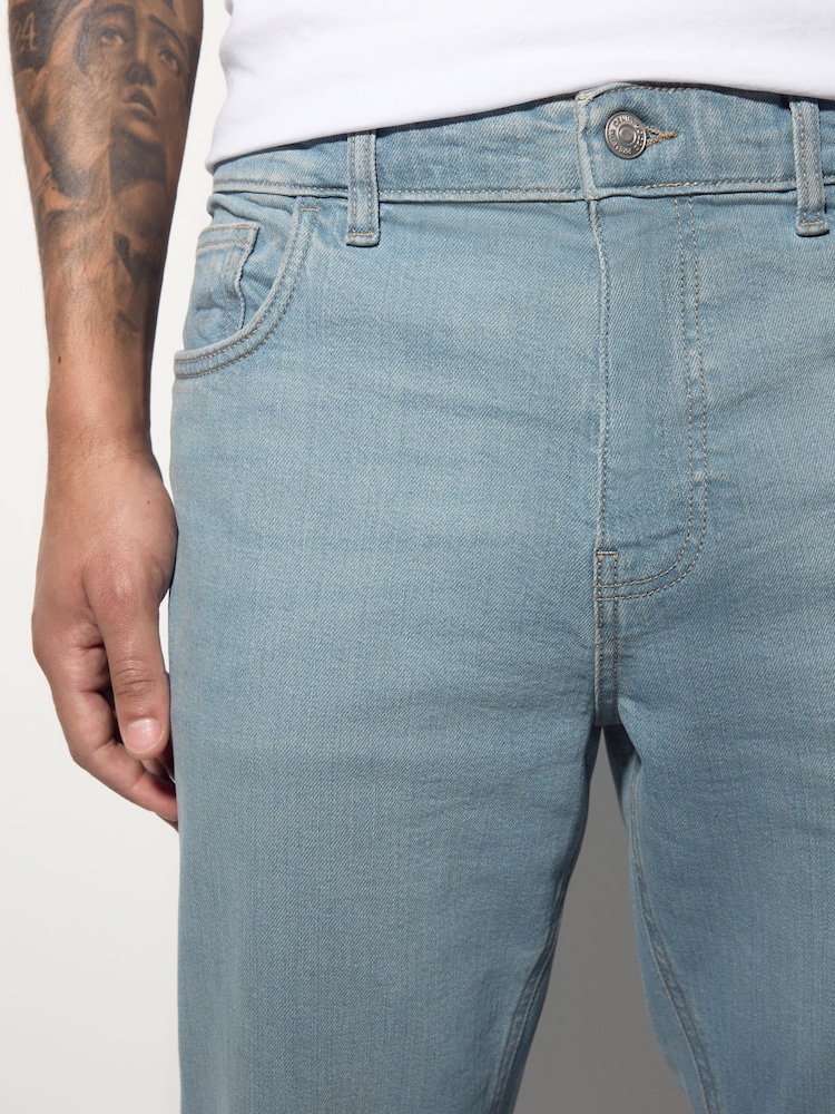 Blue Pale Slim Fit Vintage Wash Denim Jeans - Image 5 of 11