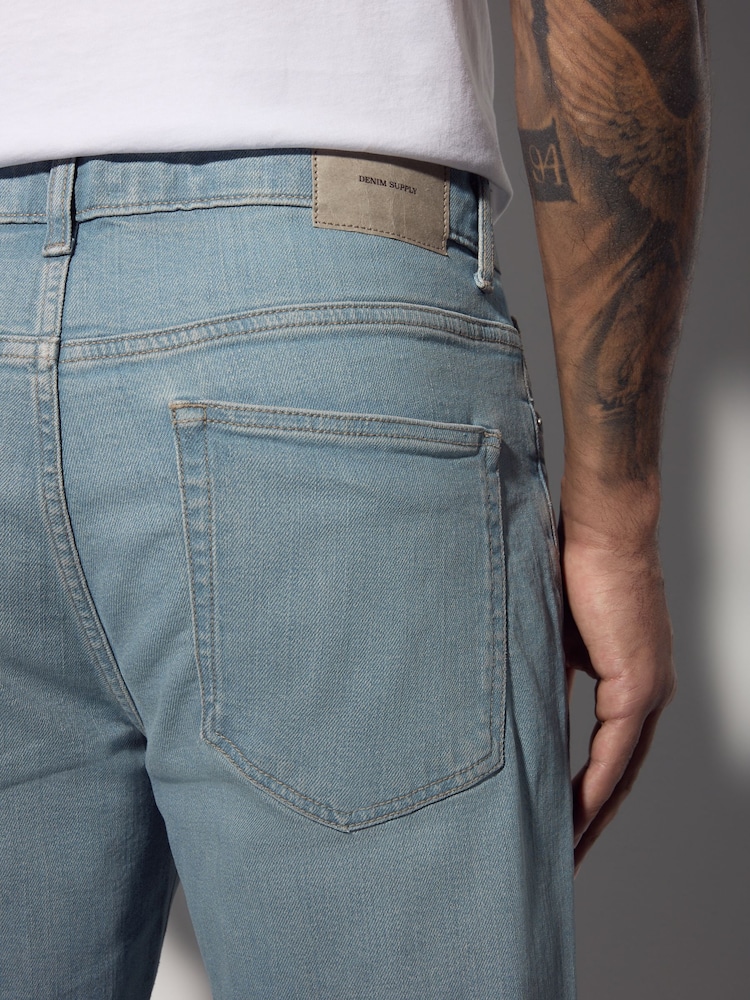Blue Pale Slim Fit Vintage Wash Denim Jeans - Image 6 of 11