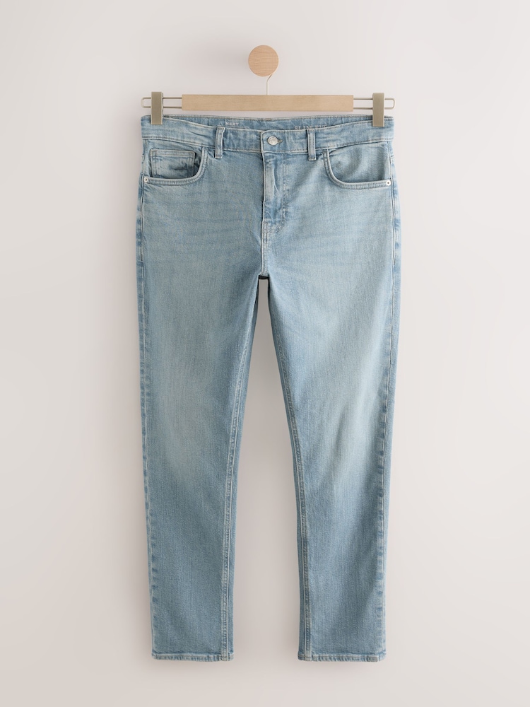 Blue Pale Slim Fit Vintage Wash Denim Jeans - Image 7 of 11
