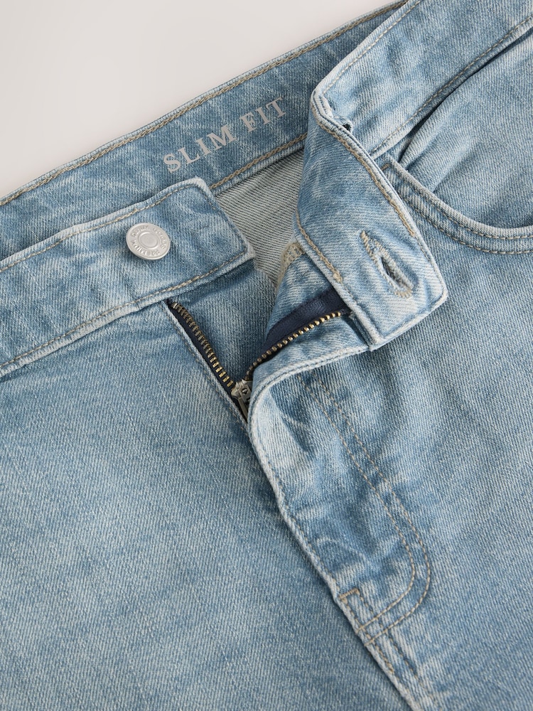 Blue Pale Slim Fit Vintage Wash Denim Jeans - Image 9 of 11