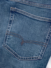 Blue Mid Regular Tapered Fit Vintage Wash Denim Jeans - Image 11 of 12