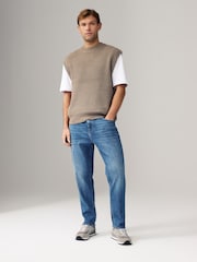 Blue Mid Regular Tapered Fit Vintage Wash Denim Jeans - Image 2 of 12