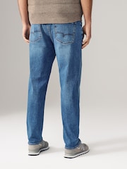 Blue Mid Regular Tapered Fit Vintage Wash Denim Jeans - Image 4 of 12