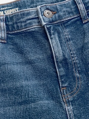 Blue Mid Regular Tapered Fit Vintage Wash Denim Jeans - Image 8 of 12