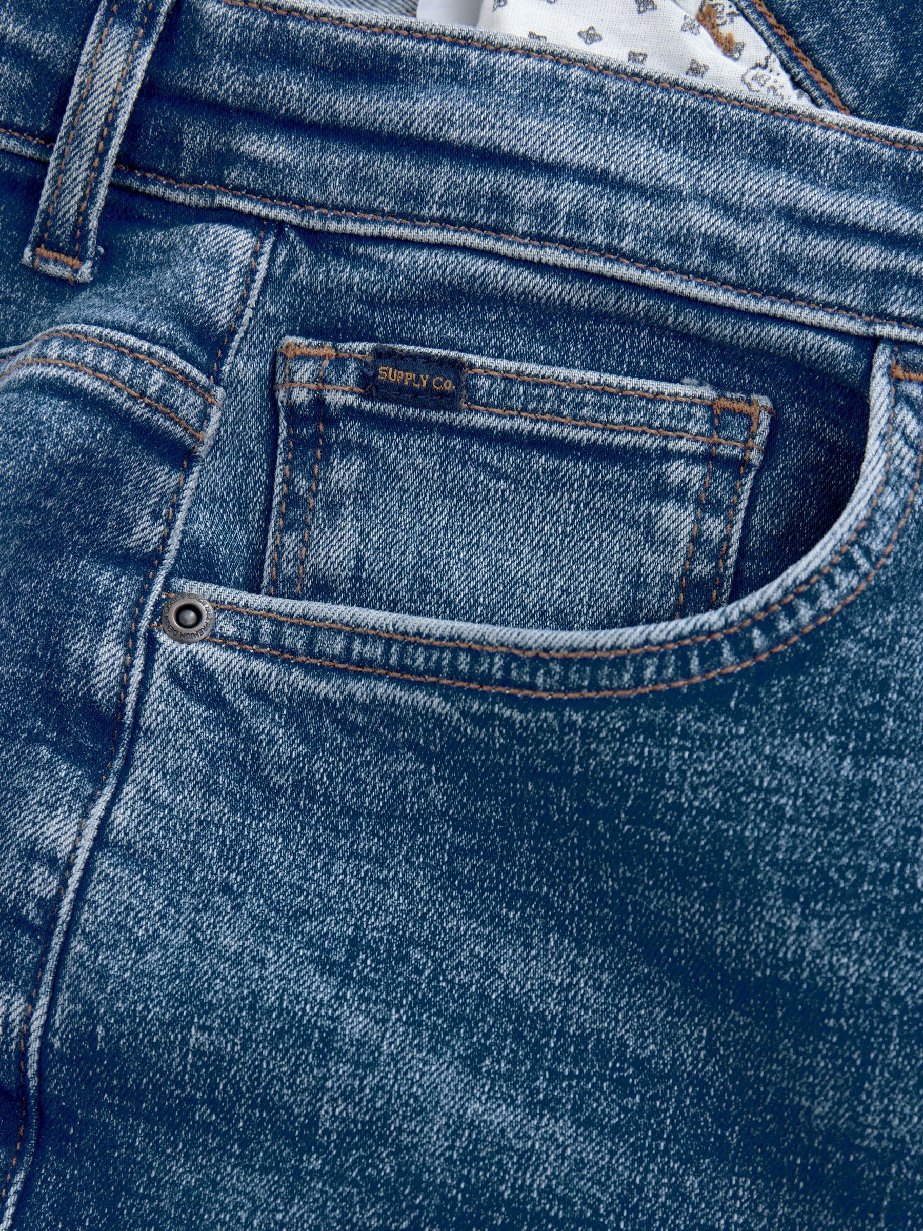 Buy Blue Mid Regular Tapered Fit Vintage Wash Denim Jeans from
