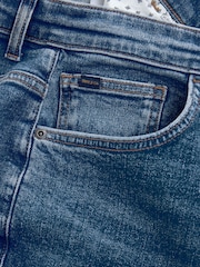 Blue Mid Regular Tapered Fit Vintage Wash Denim Jeans - Image 9 of 12