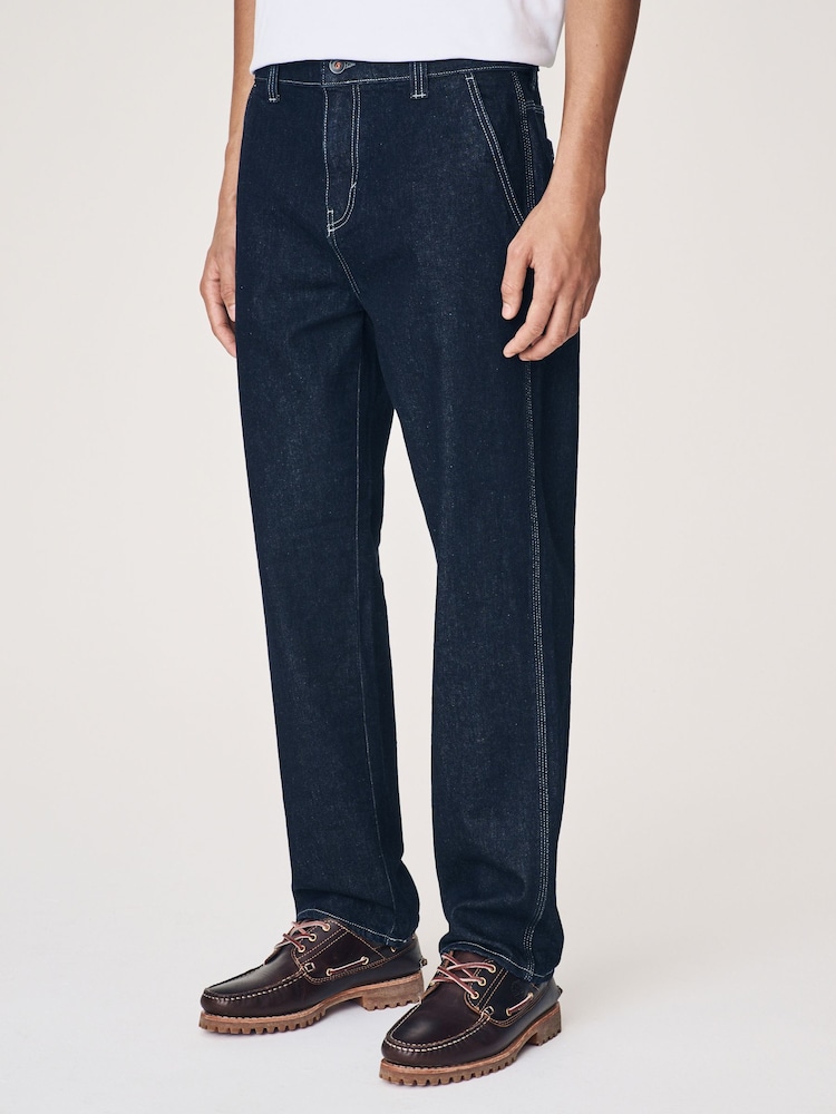 Blue Indigo Rinse Denim Carpenter Jeans - Image 1 of 12