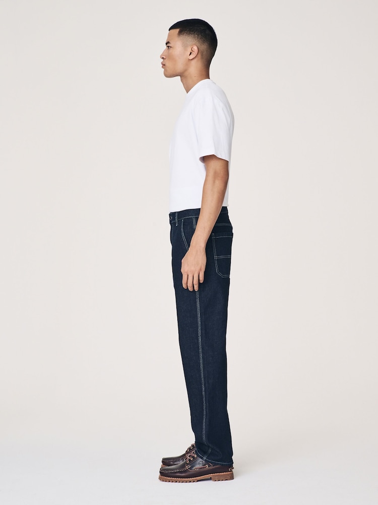 Blue Indigo Rinse Denim Carpenter Jeans - Image 3 of 12