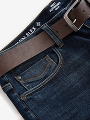 Blue Mid Indigo Slim Fit Belted Motionflex Jeans - Image 10 of 12