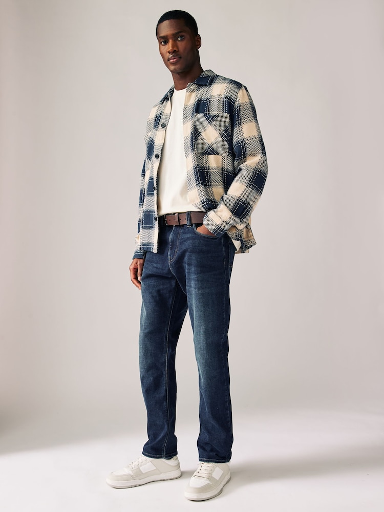 Blue Mid Indigo Slim Fit Belted Motionflex Jeans - Image 2 of 12