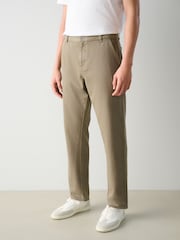 Mushroom Brown Regular Tapered Fit Soft Touch Chino Style Denim Jeans - Image 1 of 12