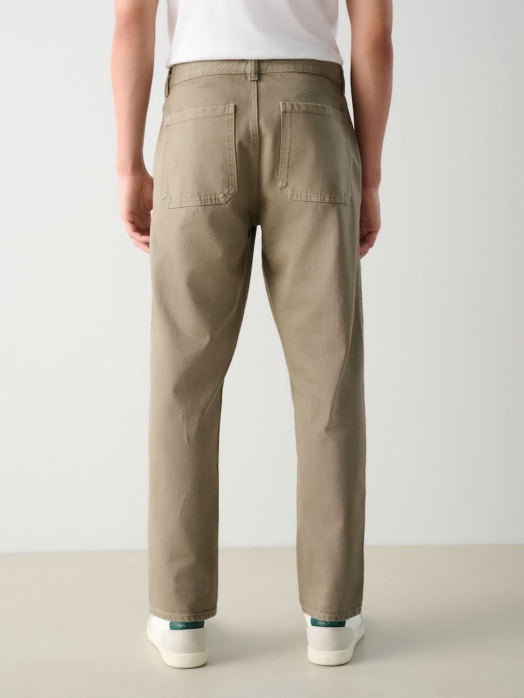 Mushroom Brown Regular Tapered Fit Soft Touch Chino Style Denim Jeans - Image 2 of 12