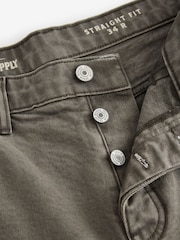 Olive Green Straight Fit Vintage Wash Denim Jeans - Image 11 of 12