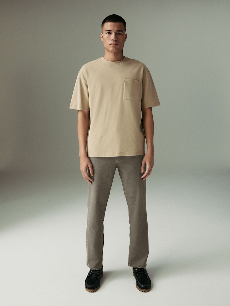 Olive Green Straight Fit Vintage Wash Denim Jeans - Image 2 of 12