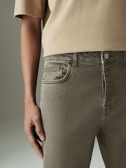 Olive Green Straight Fit Vintage Wash Denim Jeans - Image 3 of 12