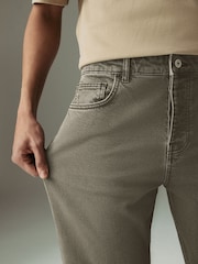 Olive Green Straight Fit Vintage Wash Denim Jeans - Image 4 of 12
