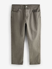 Olive Green Straight Fit Vintage Wash Denim Jeans - Image 8 of 12