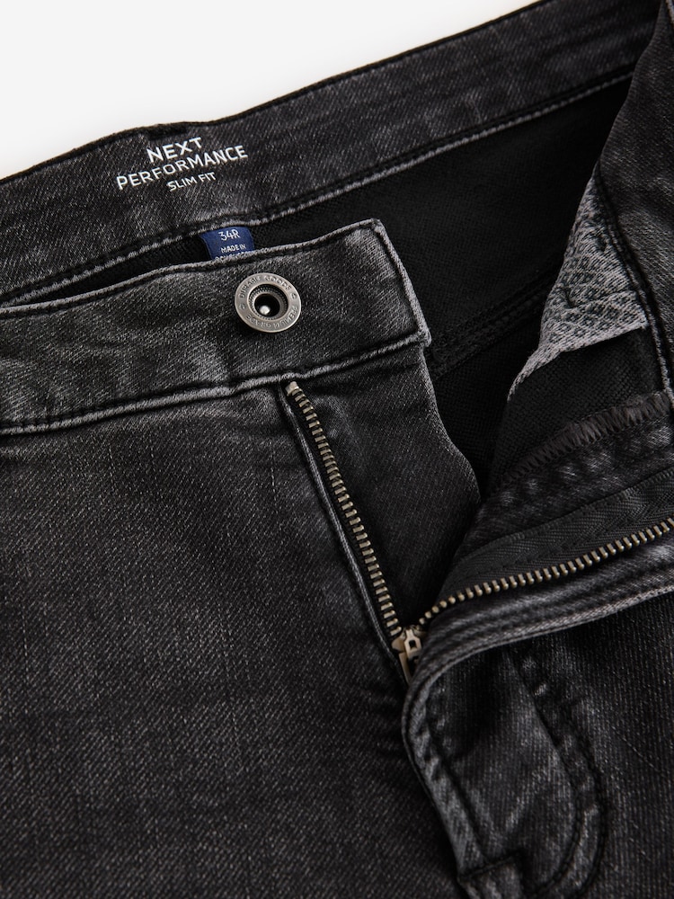 Washed Black Slim Fit Comfort Stretch Jeans - Image 10 of 12
