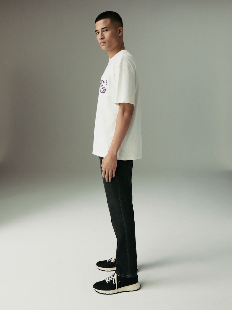 Washed Black Slim Fit Comfort Stretch Jeans - Image 4 of 12