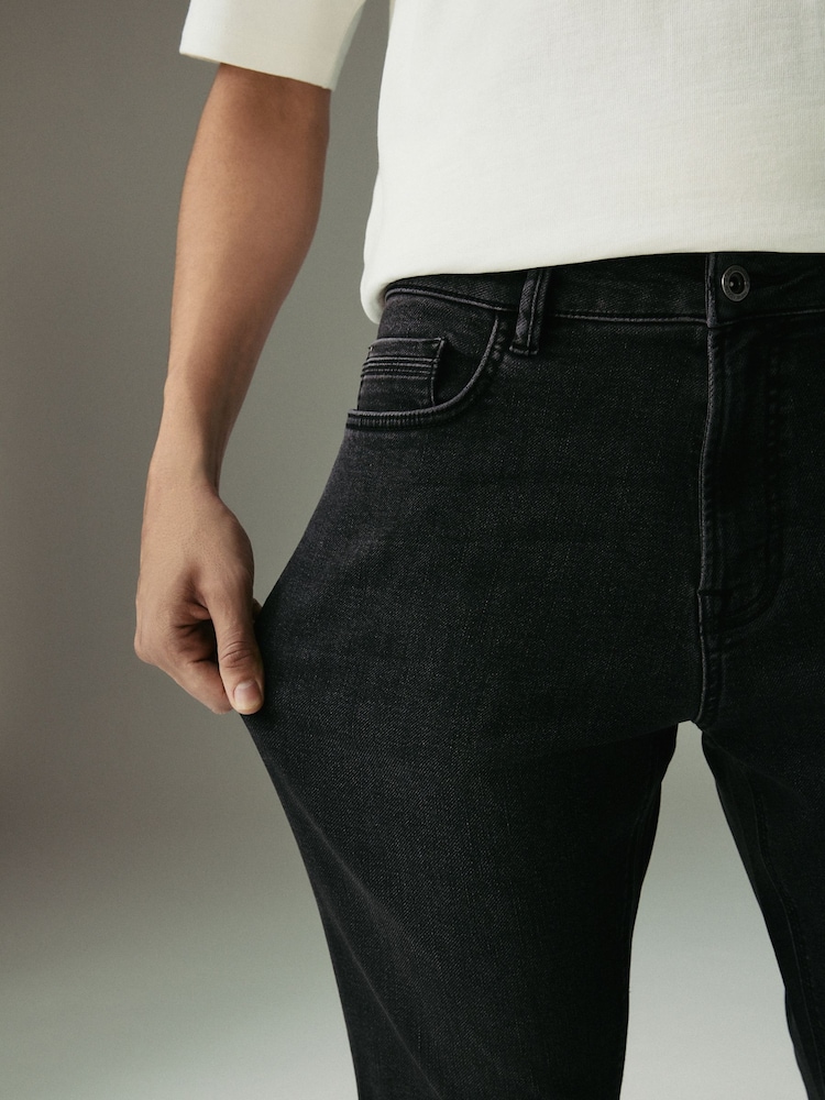 Washed Black Slim Fit Comfort Stretch Jeans - Image 7 of 12