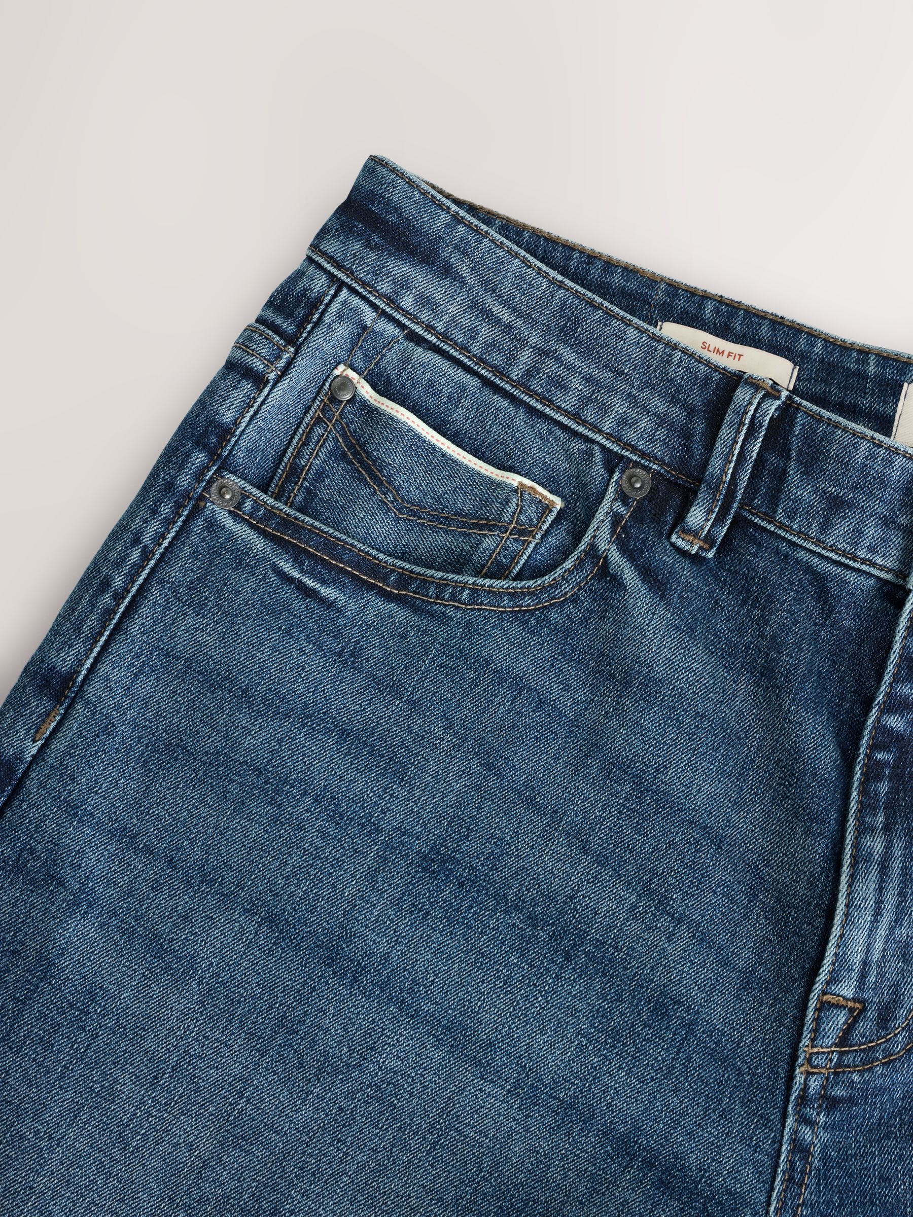 Buy Mid Blue Slim Fit Signature Selvedge Denim Jeans from Next Romania