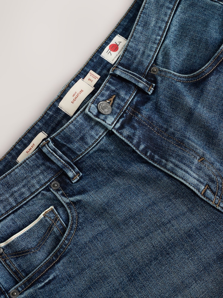 Mittelblau - Schmale Passform - Signature Japanese Selvedge Denim Jeans - Bild 2 von 5