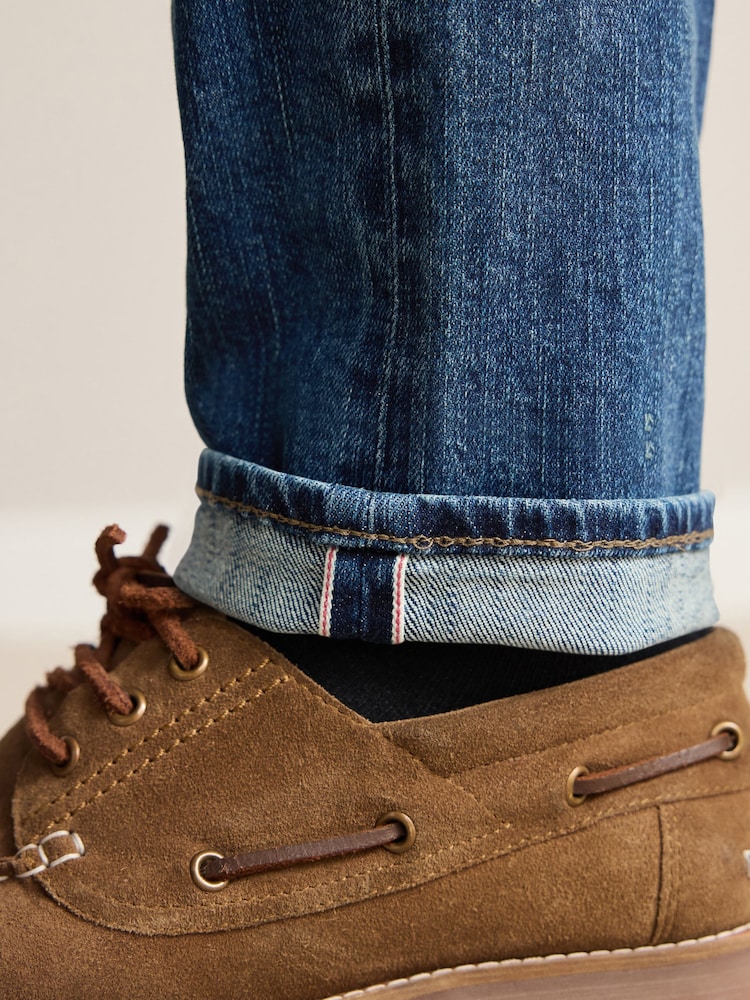 Buy Mid Blue Slim Fit Signature Japanese Selvedge Denim Jeans from