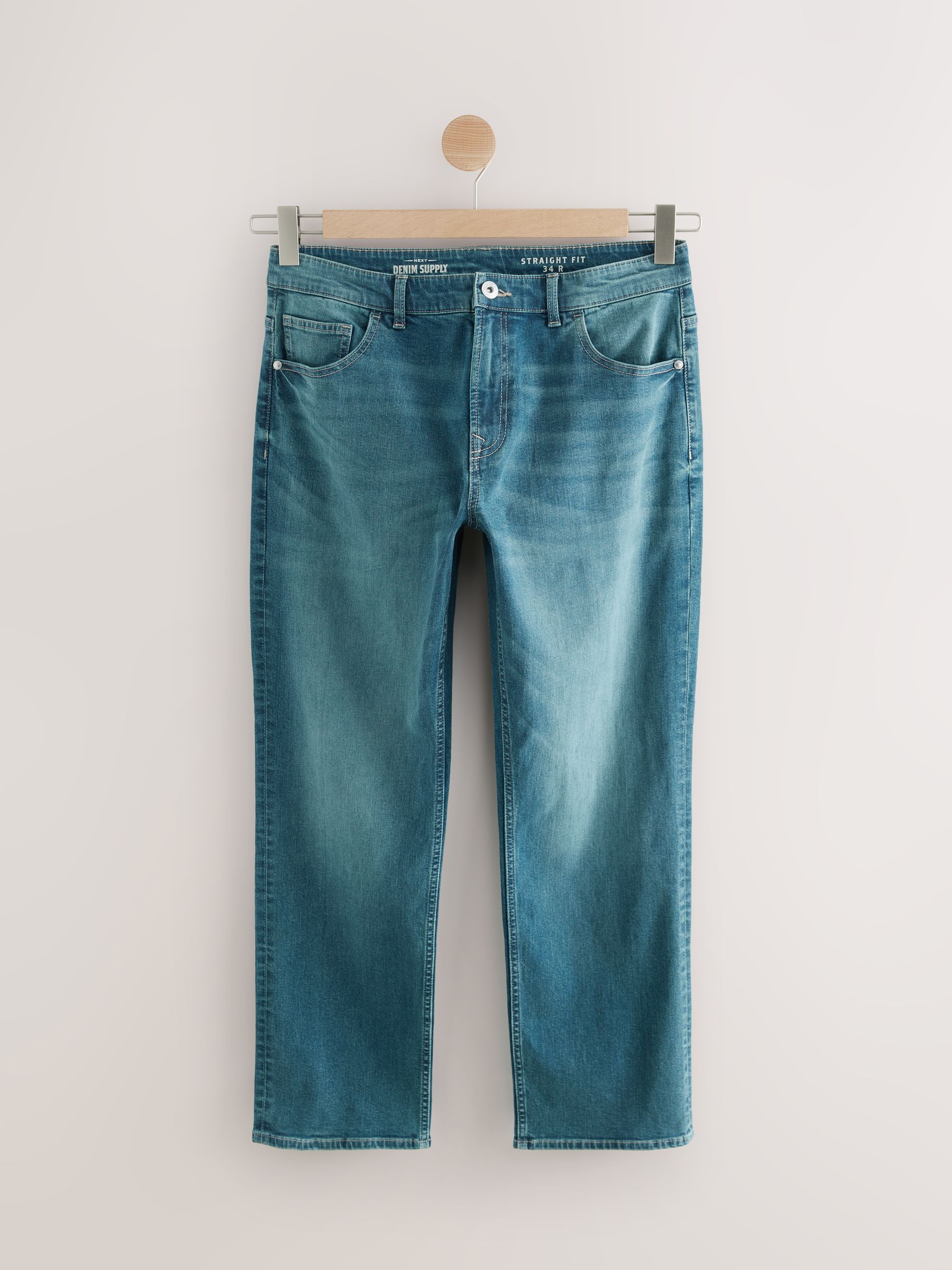 Buy Blue Light Tint Straight Fit Classic Stretch Jeans from Next USA