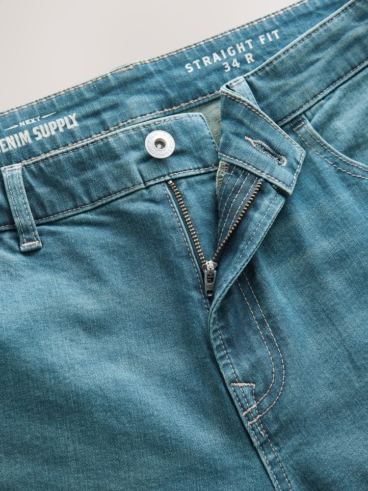 Blue Light Tint Straight Fit Classic Stretch Jeans - Image 8 of 11
