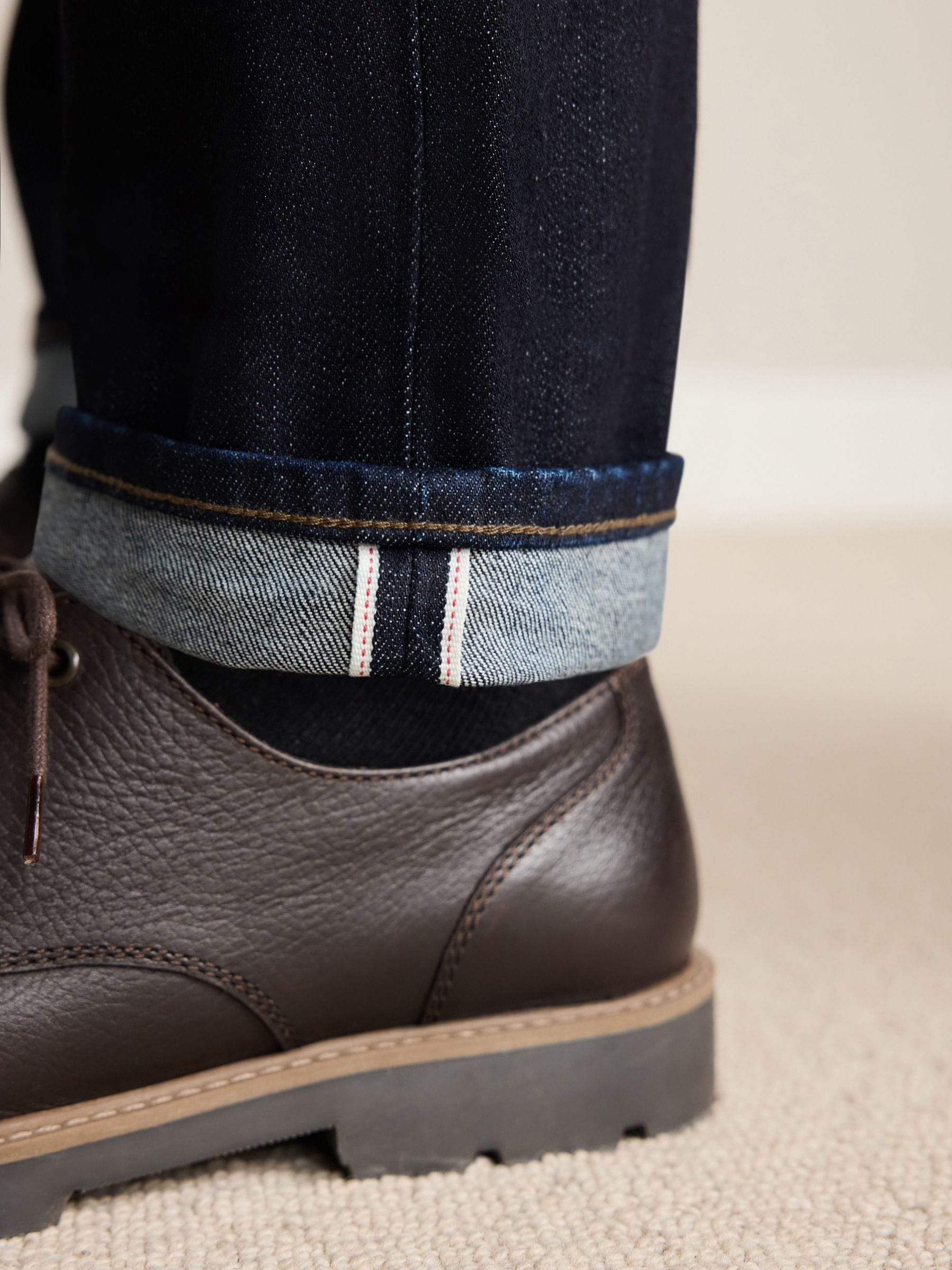 Buy Blue Indigo Rinse Slim Fit Signature Selvedge Denim Jeans from