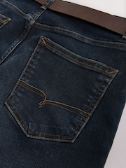 Ink Blue Straight Fit Signature Belted Jeans - Image 11 of 12