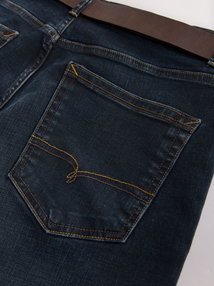 Ink Blue Straight Fit Signature Belted Jeans - Image 11 of 12