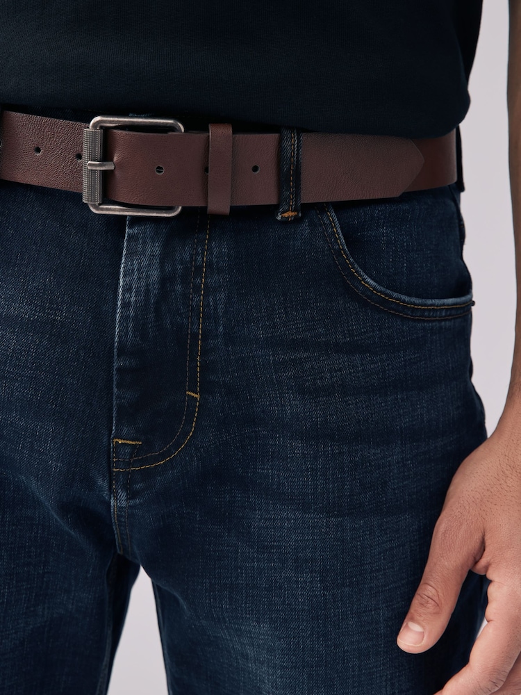 Ink Blue Straight Fit Signature Belted Jeans - Image 5 of 12