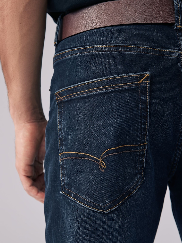 Ink Blue Straight Fit Signature Belted Jeans - Image 6 of 12
