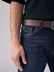 Ink Blue Straight Fit Signature Belted Jeans - Image 7 of 12