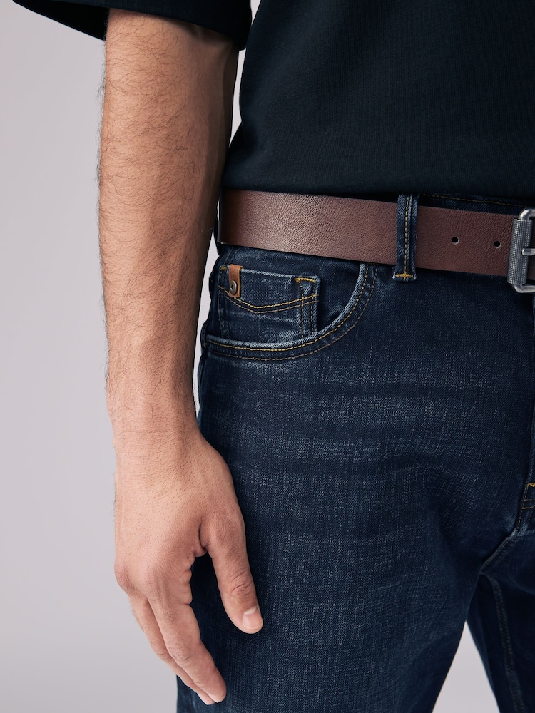 Ink Blue Straight Fit Signature Belted Jeans - Image 7 of 12