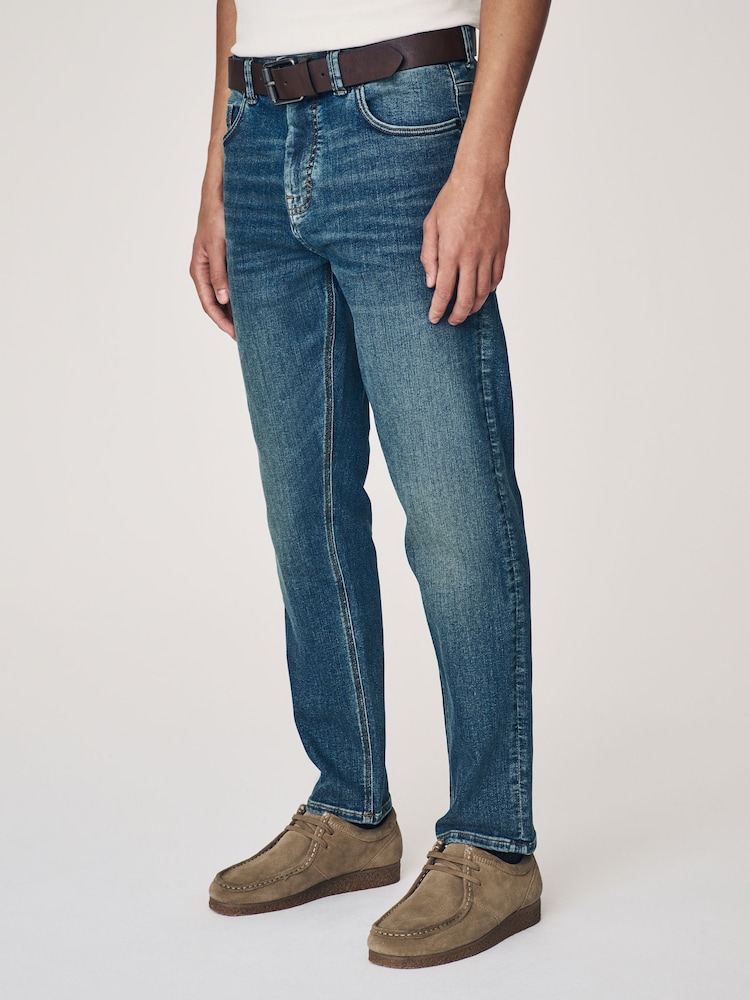Blue Mid Vintage Slim Fit Belted Motionflex Jeans - Image 2 of 11