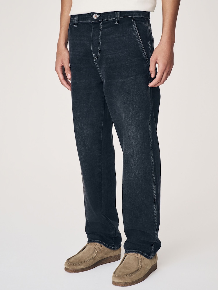 Black Washed Denim Carpenter Jeans - Image 1 of 14