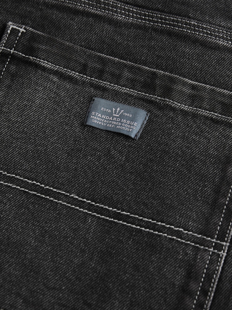 Black Washed Denim Carpenter Jeans - Image 14 of 14