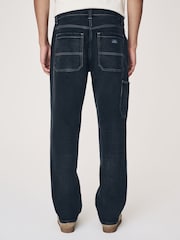 Black Washed Denim Carpenter Jeans - Image 4 of 14