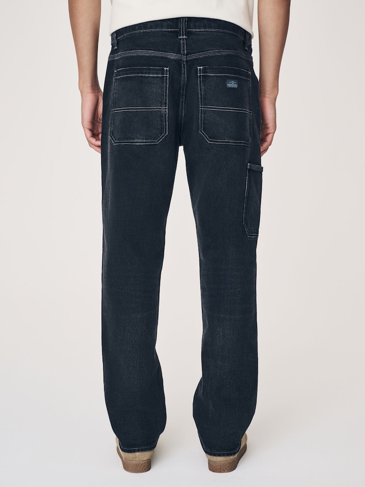 Black Washed Denim Carpenter Jeans - Image 4 of 14