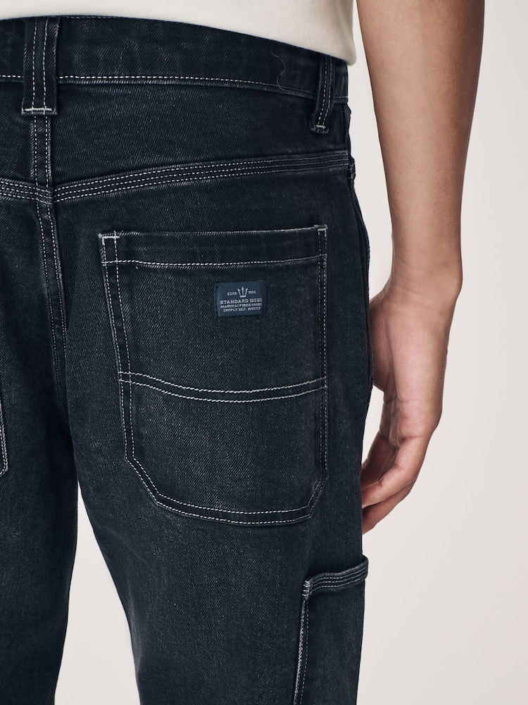 Black Washed Denim Carpenter Jeans - Image 7 of 14