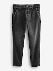 Black Washed Denim Carpenter Jeans - Image 9 of 14