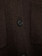 Reiss Chocolate Rosie Wool-Cashmere Patch-Pocket Cardigan - Image 6 of 6