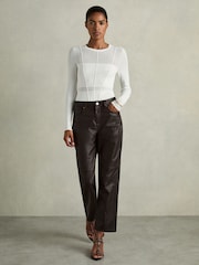 Reiss White Siren Seamed Crew-Neck Jumper - Image 1 of 6