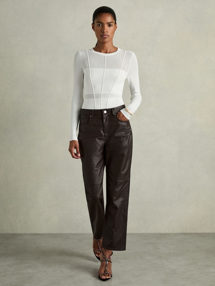 Reiss White Siren Seamed Crew-Neck Jumper - Image 1 of 6
