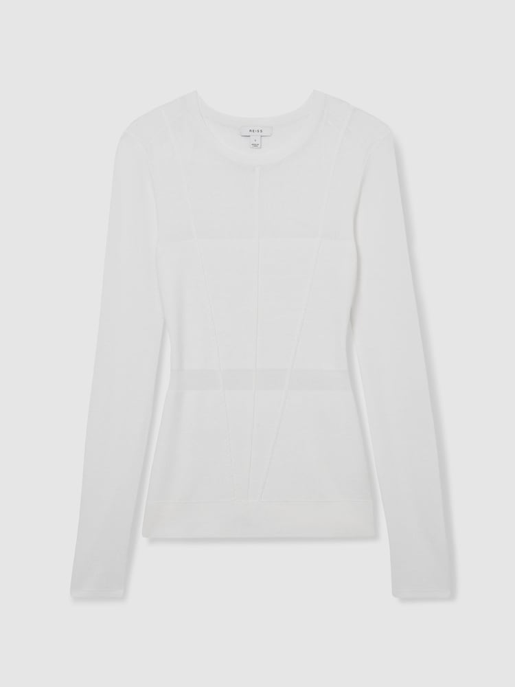Reiss White Siren Seamed Crew-Neck Jumper - Image 2 of 6